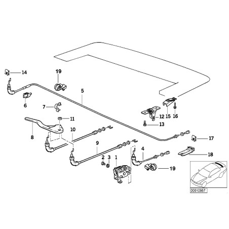 Câble de toit décapotable gauche - Pièce d'origine BMW 51258164855 Câble de toit décapotable gauche - Pièce d'origine BMW 51258164855