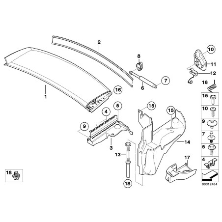 Plancher du compartiment de la capote décapotable - Pièce d'origine BMW 54317189233 Plancher du compartiment de la capote décapotable - Pièce d'origine BMW 54317189233