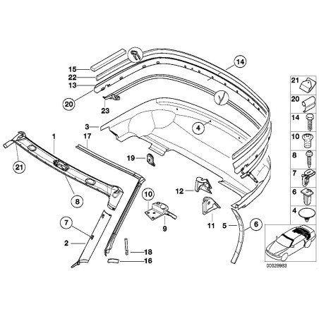 Capuchon de revêtement de cadre de toit décapotable - Pièce d'origine BMW 51718401844 Capuchon de revêtement de cadre de toit décapotable - Pièce d'origine BMW 51718401844