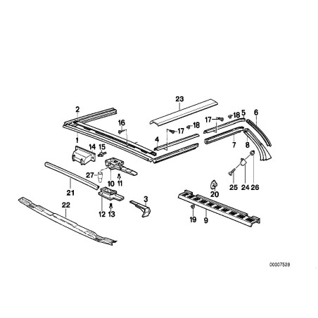Joint d'étanchéité de capote décapotable - E30 318i 325i - Pièce d'origine BMW 54318100908 Joint d'étanchéité de capote décapotable - E30 318i 325i - Pièce d'origine BMW 54318100908
