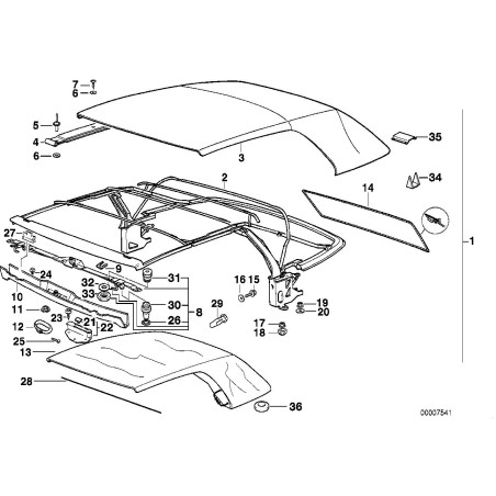 Ensemble de courroie de tension de capote décapotable - Pièce d'origine BMW 54348225189 Ensemble de courroie de tension de capote décapotable - Pièce d'origine BMW 54348225189