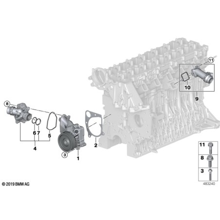 Raccord de tuyau de collier de liquide de refroidissement - Pièce d'origine BMW 11127806196