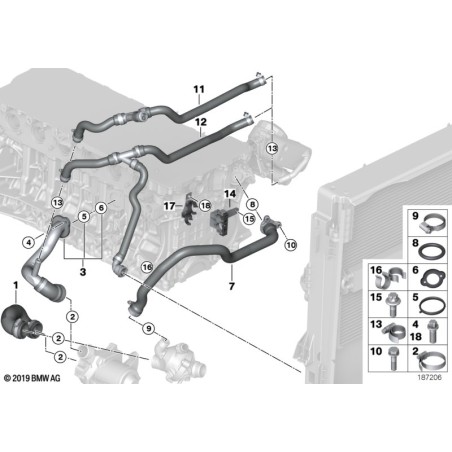 Tuyau de liquide de refroidissement - Pièce d'origine BMW 11537519494