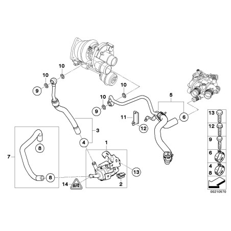 Tuyau de retour de liquide de refroidissement - Pièce d'origine BMW 11537567849 Tuyau de retour de liquide de refroidissement - Pièce d'origine BMW 11537567849