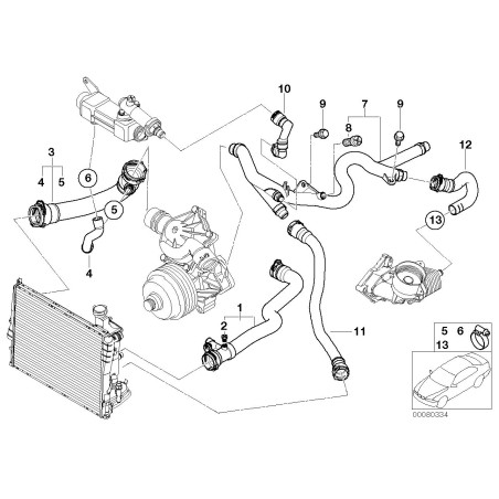 Tuyau de retour de liquide de refroidissement du système de refroidissement - Pièce d'origine BMW 11537802629 Tuyau de retour de liquide de refroidissement du système de refroidissement - Pièce d'origine BMW 11537802629