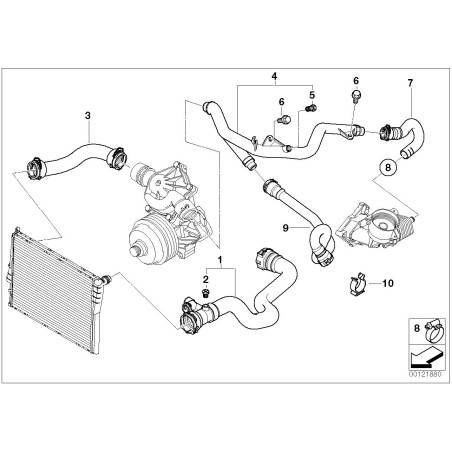 Tuyau de refroidissement du système d'eau - Pièce d'origine BMW 11537788266 Tuyau de refroidissement du système d'eau - Pièce d'origine BMW 11537788266