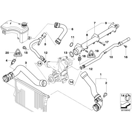 Tuyau d'eau du système de refroidissement - Pièce d'origine BMW 11537830716 Tuyau d'eau du système de refroidissement - Pièce d'origine BMW 11537830716