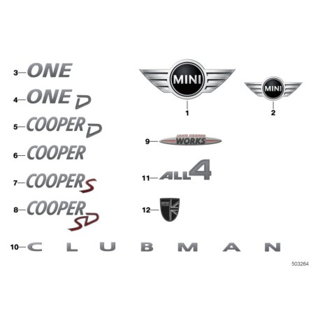 Étiquette d'emblème d'insigne de badge Cooper d'origine de la pièce BMW 51142755617
