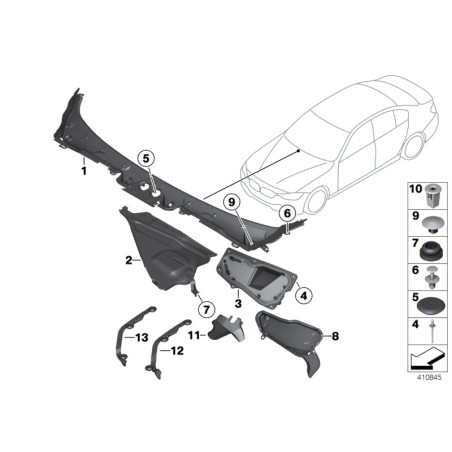 Cache pour compartiment d'unité d'aile droite pour conduite à gauche - Pièce d'origine BMW 64319353042