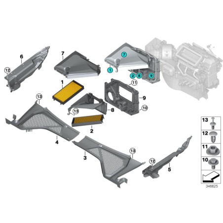 Couvercle du boîtier du microfiltre droit - Pièce d'origine BMW 64319245596