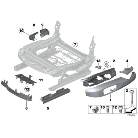 Revêtement de rail de siège gauche - Pièce d'origine BMW 52107118501