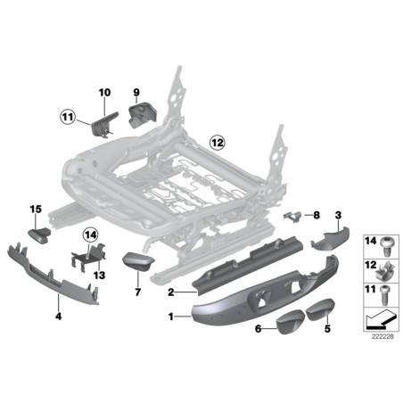 Revêtement de rail de siège droit - Pièce d'origine BMW 52107118490