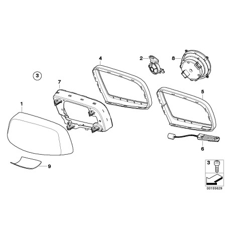 Pièce d'origine - Anneau de garniture de support de couverture droit BMW 51167074954