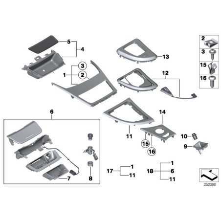 Garniture de couverture pour levier de vitesses - Pièce d'origine BMW 51169181071
