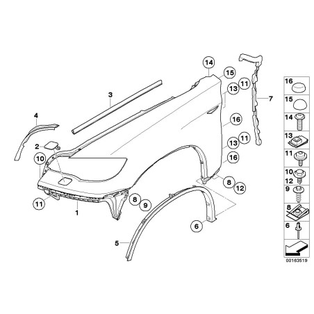 Cache d'aile - Pièce d'origine BMW 51777176235