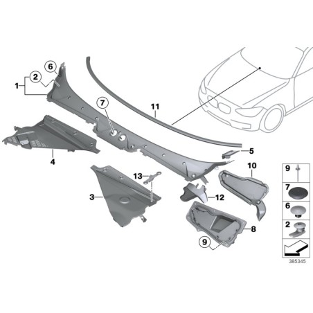 Couvercle de panneau de capot inférieur gauche - Pièce d'origine BMW 51718059699 Couvercle de panneau de capot inférieur gauche - Pièce d'origine BMW 51718059699