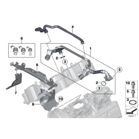 Tuyau de ventilation du carter - Pièce d'origine BMW 11158647962 Tuyau de ventilation du carter - Pièce d'origine BMW 11158647962