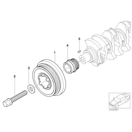 Poulie d'amortisseur de vibrations du vilebrequin - Pièce d'origine BMW 11237805696