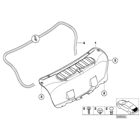 Garniture de couvercle de coffre CSL - Pièce d'origine BMW 51497896451 Garniture de couvercle de coffre CSL - Pièce d'origine BMW 51497896451