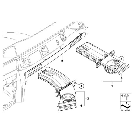 Porte-gobelet noir garniture droite RHD - Pièce d'origine BMW 51459229100