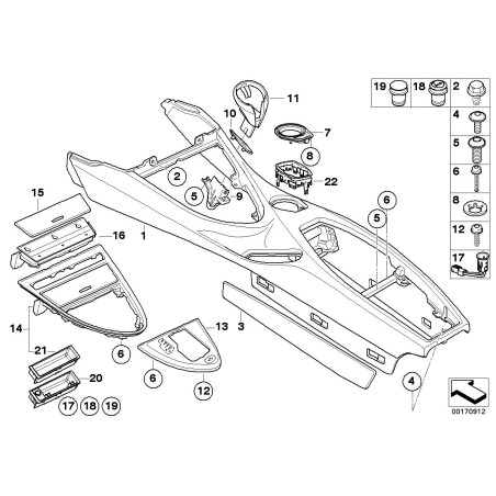 Porte-gobelet Console centrale Ruthénium - Pièce d'origine BMW 51167131147 Porte-gobelet Console centrale Ruthénium - Pièce d'origine BMW 51167131147