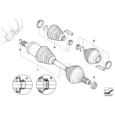 Kit de réparation de soufflet de cardan - (intérieur) - Pièce d'origine BMW 31607565315 Kit de réparation de soufflet de cardan - (intérieur) - Pièce d'origine BMW 31607565315