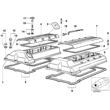 Joints d'étanchéité des boulons du couvercle de la culasse x8 - Pièce d'origine BMW 11121721879