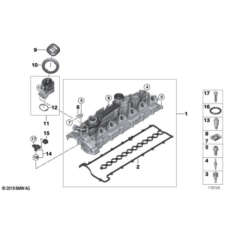 Ensemble de fixation du couvercle de la culasse - Pièce d'origine BMW 11120036235