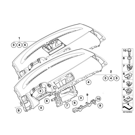 Panneau de garniture de tableau de bord noir - Pièce d'origine BMW 51459158352