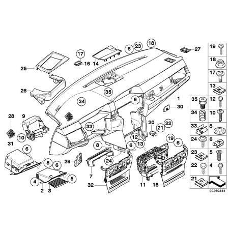 Garniture de panneau de couverture de tableau de bord noire uniquement compatible avec CCC - Pièce d'origine BMW 51457063152.