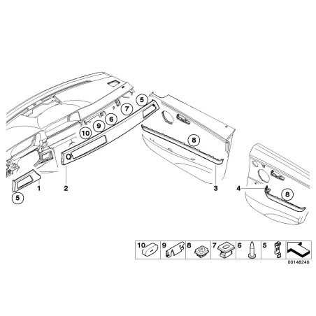 Garniture de tableau de bord argent glacier - Pièce d'origine BMW 51459148069