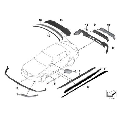 Kit de décalcomanies autocollantes M Performance - Pièce d'origine BMW 51142461811