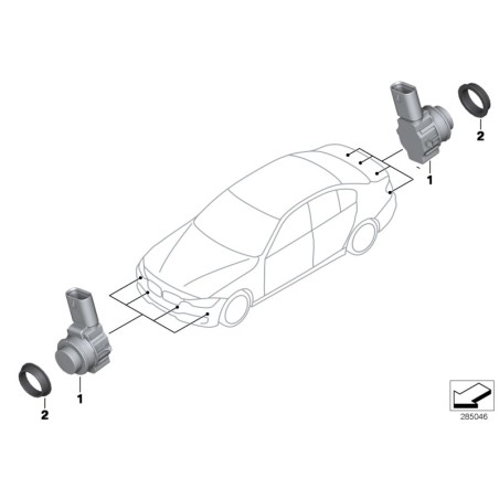 Anneaux de désaccouplement pour capteurs de distance de stationnement 4 pièces - Pièce d'origine BMW 66206923000