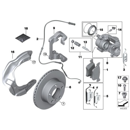 Kit de ressorts de fixation d'étrier de frein de conception - Pièce d'origine BMW 34112359854
