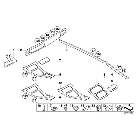 Console de cendrier en diamant noir - Pièce d'origine BMW 51166982648