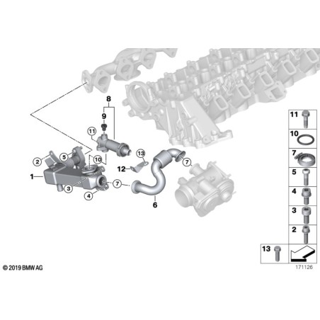 Joint torique de refroidisseur EGR diesel 1pc - Pièce d'origine BMW 11532248435