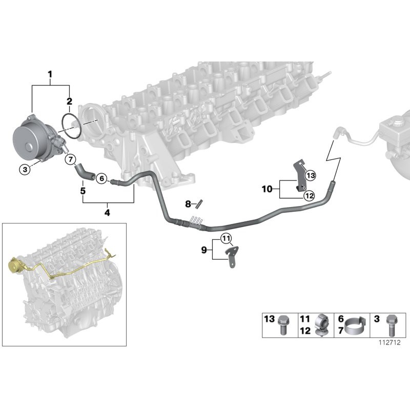 Système de freinage du moteur diesel - Pompe à vide - Pièce d'origine BMW 11667791232 Système de freinage du moteur diesel - Pompe à vide - Pièce d'origine BMW 11667791232