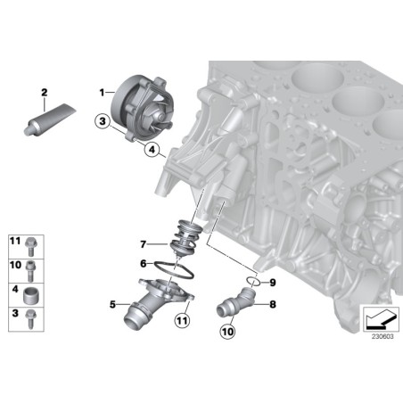 Thermostat de liquide de refroidissement du moteur diesel - Pièce d'origine BMW 11517805192