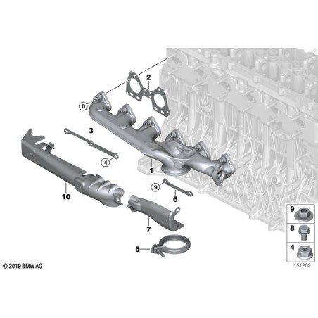 Joints de collecteur d'échappement du moteur diesel 2pcs - Pièce d'origine BMW 11627798177
