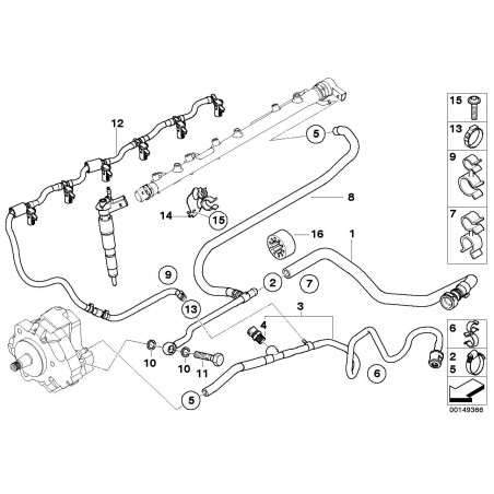 Ligne de retour de carburant du moteur diesel - Pièce d'origine BMW 13537789816 Ligne de retour de carburant du moteur diesel - Pièce d'origine BMW 13537789816