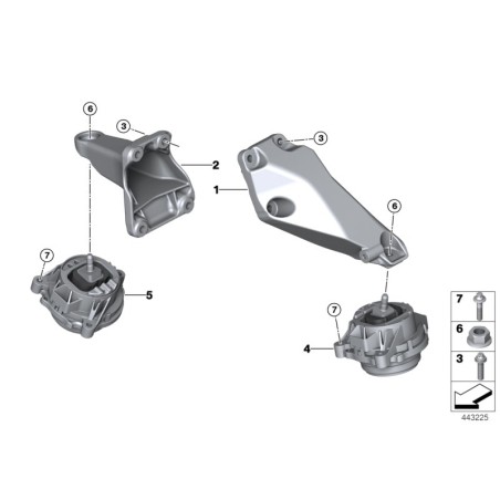 Support de montage du moteur diesel côté droit - Pièce d'origine BMW 22116855822