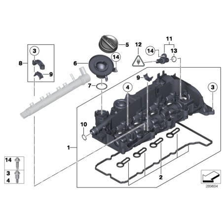 Couvercle de culbuteur de moteur diesel - Pièce d'origine BMW 11128589941