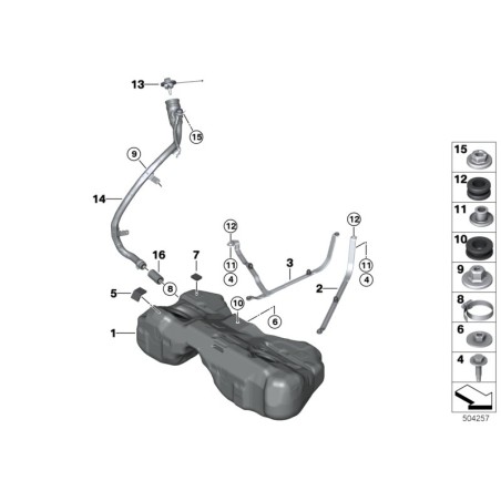Bouchon de remplissage du réservoir de carburant pour moteurs diesel - Pièce d'origine BMW 16117222392