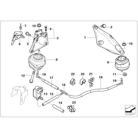 Ensemble de supports de suspension moteur diesel N/S + O/S - Pièce d'origine BMW 22116750861/22116750860 Ensemble de supports de suspension moteur diesel N/S + O/S - Pièce d'origine BMW 22116750861/22116750860