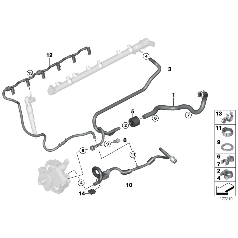 Tuyau de retour de fuite d'injecteur de carburant diesel - Pièce d'origine BMW 13537799869 Tuyau de retour de fuite d'injecteur de carburant diesel - Pièce d'origine BMW 13537799869