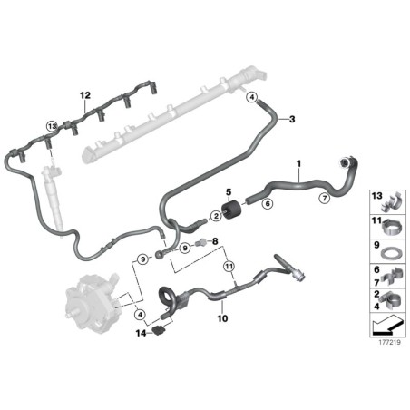 Tuyau de retour de fuite d'injecteur de carburant diesel - Pièce d'origine BMW 13537799869