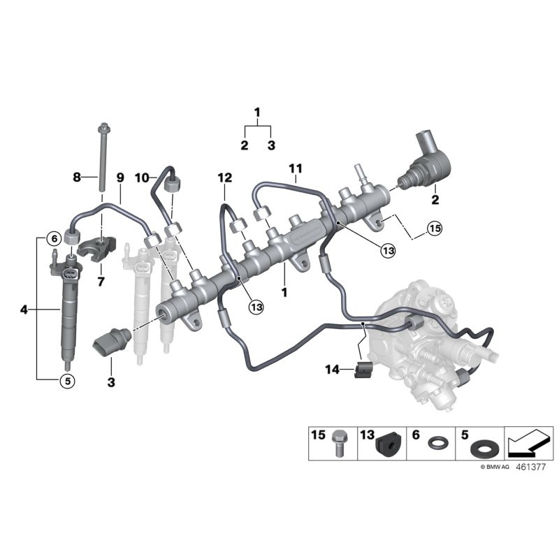 Joint en caoutchouc d'étanchéité de fuite de l'injecteur diesel - Joint torique 4pcs - Pièce d'origine BMW 13537794553