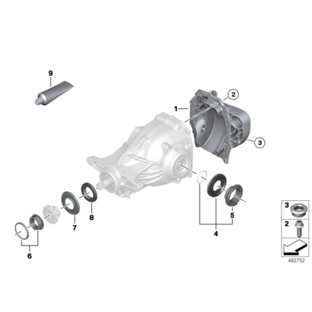 Joint d'étanchéité de l'arbre de sortie du différentiel avec bague de verrouillage 2PCS - Pièce d'origine BMW 33107505603