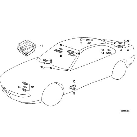 Lumière du dôme E34 E31 E32 - Pièce d'origine BMW 63312259914