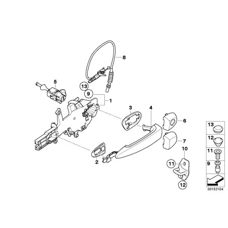 Câble de porte Poignée extérieure de porte vers la serrure - Pièce d'origine BMW 51217317560